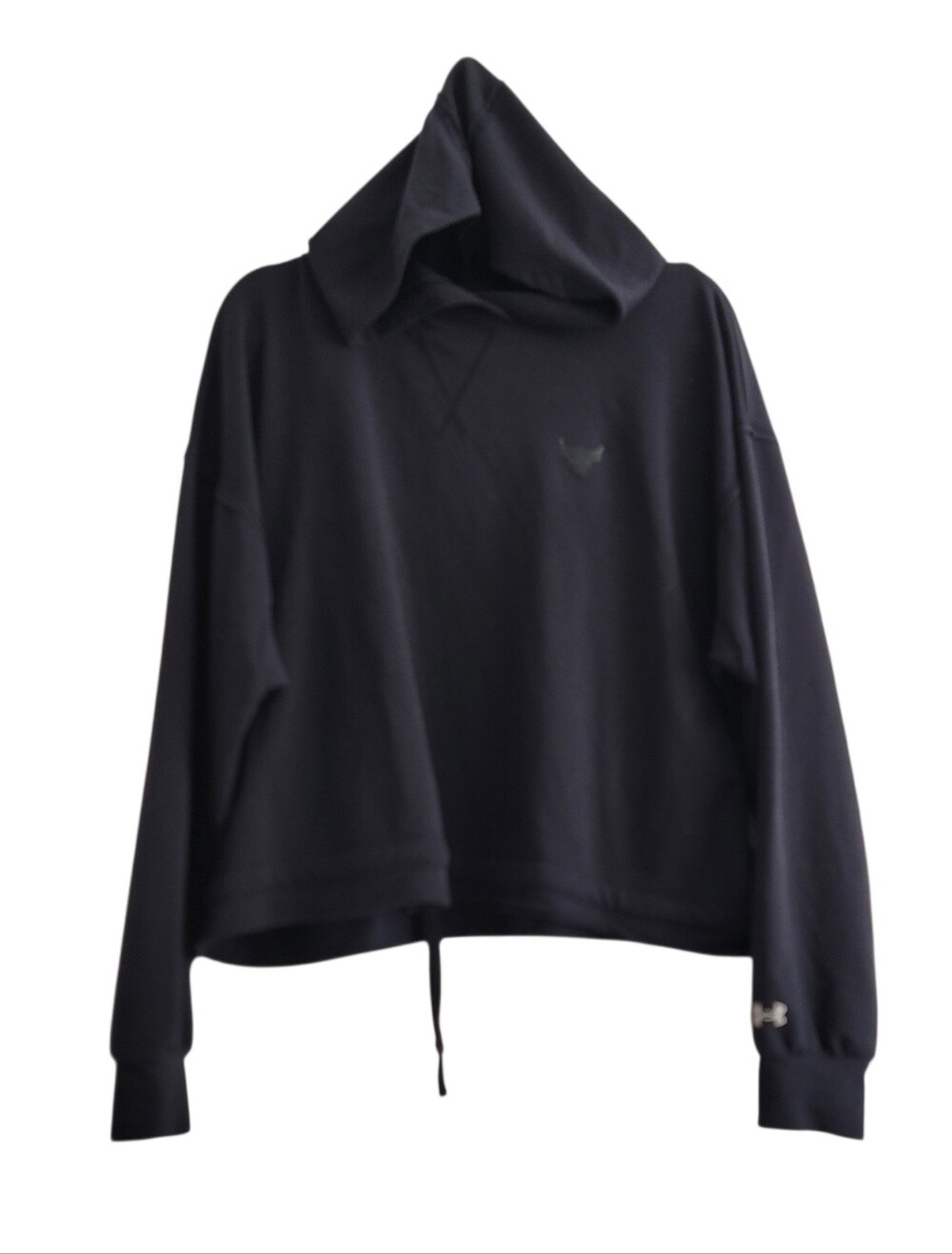 Under Armour Project Rock‎ Size Large Black Cropped Pullover Hooded Sweatshirt